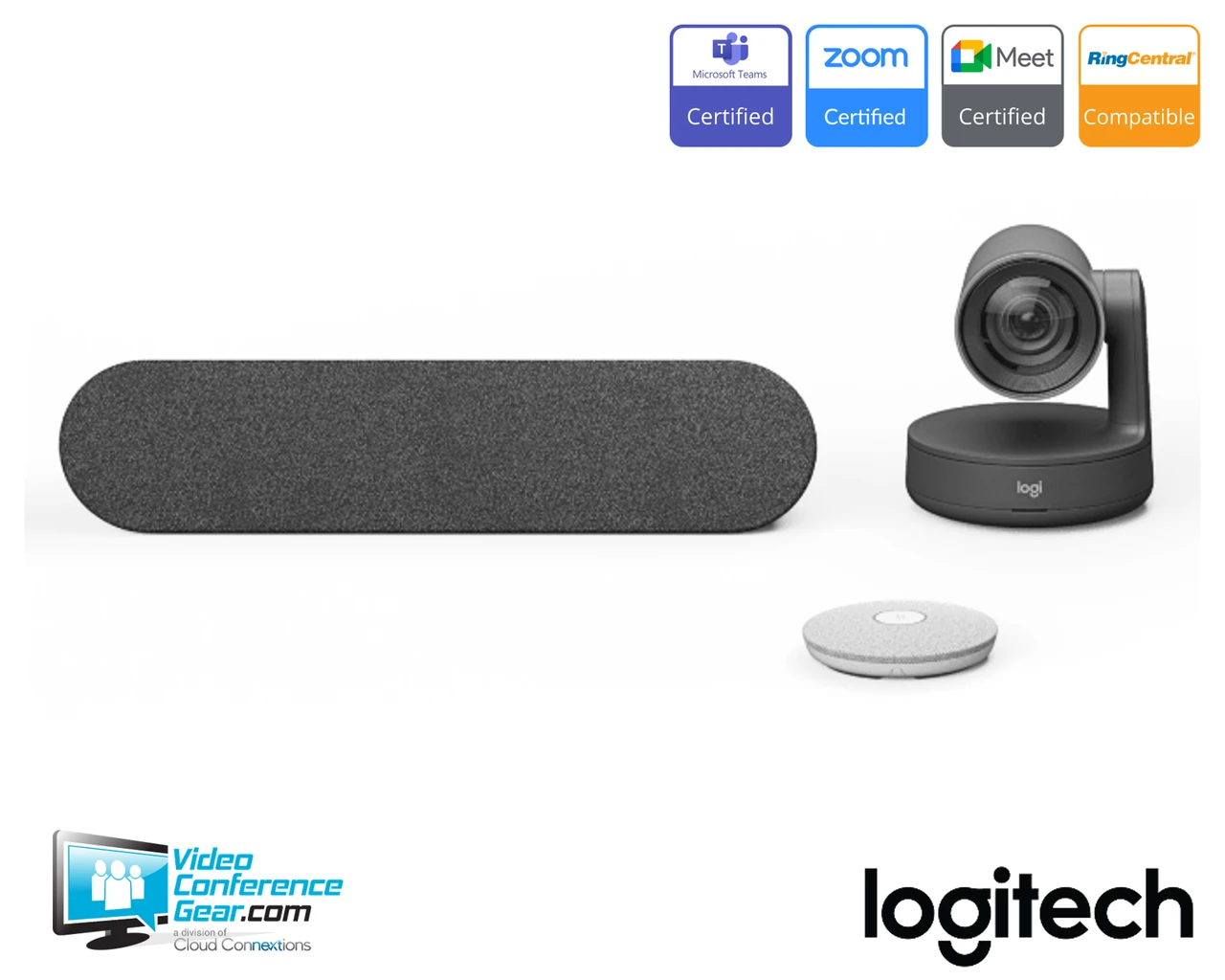 Logitech | Logitech Rally 4K UHD Conference Camera System with Speaker and White Mic Pod | 960-001397