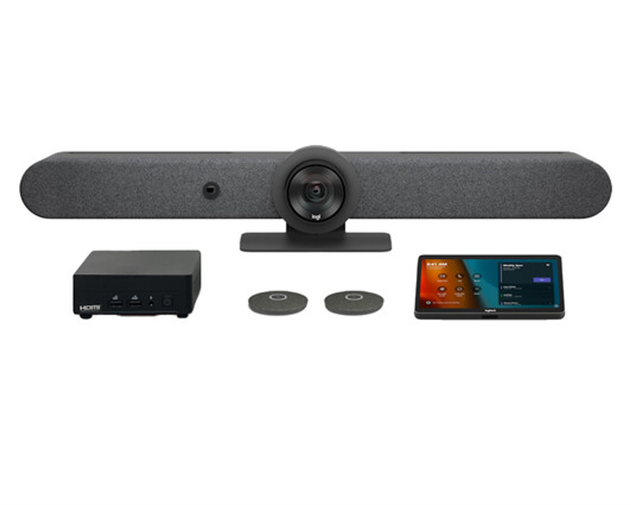Logitech | Logitech Rally Bar + Tap + 2 Mic Pods + ASUS NUC for Microsoft Teams Rooms | TAA Compliant | TAPRBGMSTTAA2