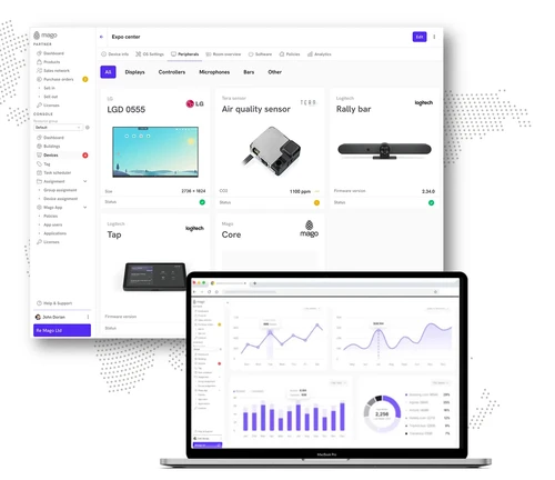Mago Admin Center software dashboard example.