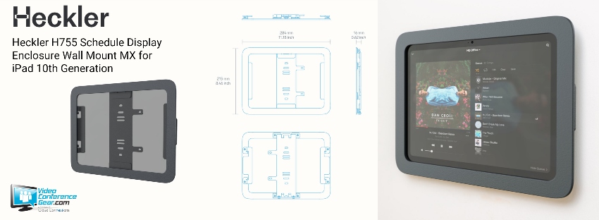 Heckler H755 Schedule Display Enclosure Wall Mount MX for iPad 10th Generation (Black Grey)