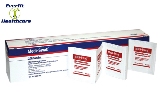 These sterile, pre-injection swabs allow for fast and easy skin cleansing. 2 ply non-woven material impregnated with 70% Isopropyl Alchohol BP. They are sealed in a single, flexible laminate sachet, and come in easy-to-tear-apart strips of five. Box of 200.