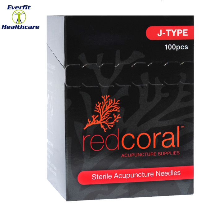 Red Coral J type needles are made of German surgical stainless steel. Colour coded moulded plastic handle. No holding tab. One hand aim and insert application. Parylene coated needle body, painless insertion. Smooth needle surface. Sold in a pack of 100.
