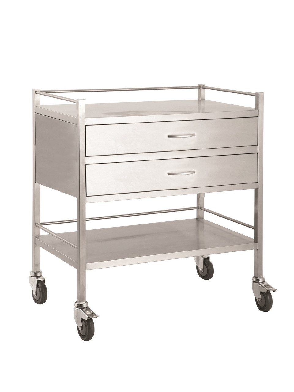 Double Stainless Steel Trolley - 2 Drawer (full width)