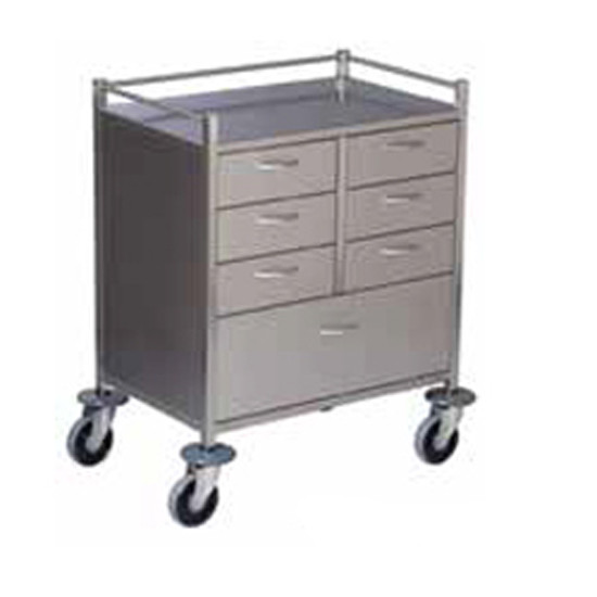 Everfit Anaestethic SS Trolley - 6 Drawer (1) 75mm (2 & 3) 150mm (4) 75mm (5 & 6) 100mm
