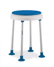 Aquatec shower stool features the Disk, the shower stool Dot and an adapter are combined to a shower stool with swivel seat