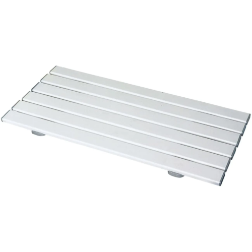 The brackets include a serrated face and rubber buffers to help secure the board in place. The bracket may also be angled to position the board further back into the bath. Rubber pads under the slats help prevent the bath board slipping on the rim of the bath.
