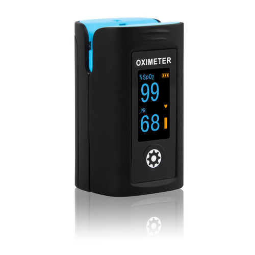 A small pulse oximeter intended for measuring the pulse oxygen saturation, pulse rate and perfusion index through a users finger. Suitable for monitoring of adult & paediatric patients in medical clinics, hospitals and at home.