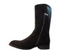 Davinci Italian Dressy/Casual Brushes Suede Black Leather Round Toe Mid Calf Boots Forte1085