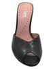 Tyler Wile Women's Italian Open Toe Low Heel Mule In Black And Beige