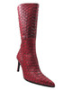 DA'VINCI 4051 Women's Italian Leather Python Print Dress/Casual Low Heel Pointy Toe in Red Snake Skin side view