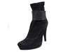 Albano 950 Women's Italian Ankle High Heel Boots in Black Suede