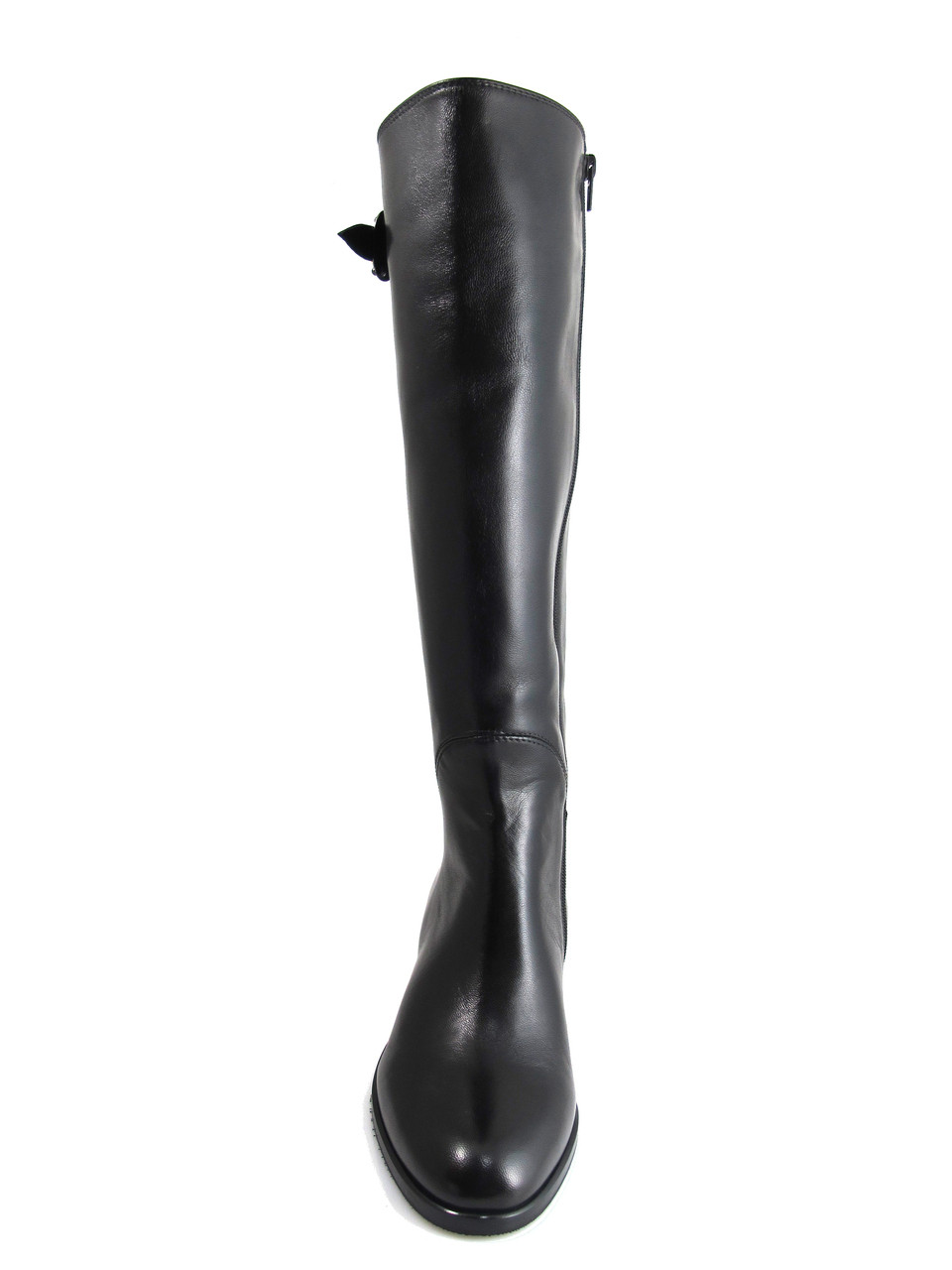 ladies long black flat boots