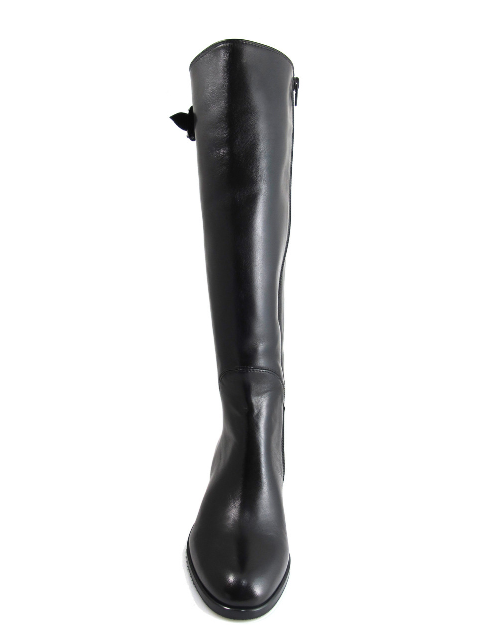 black leather flat knee high boots