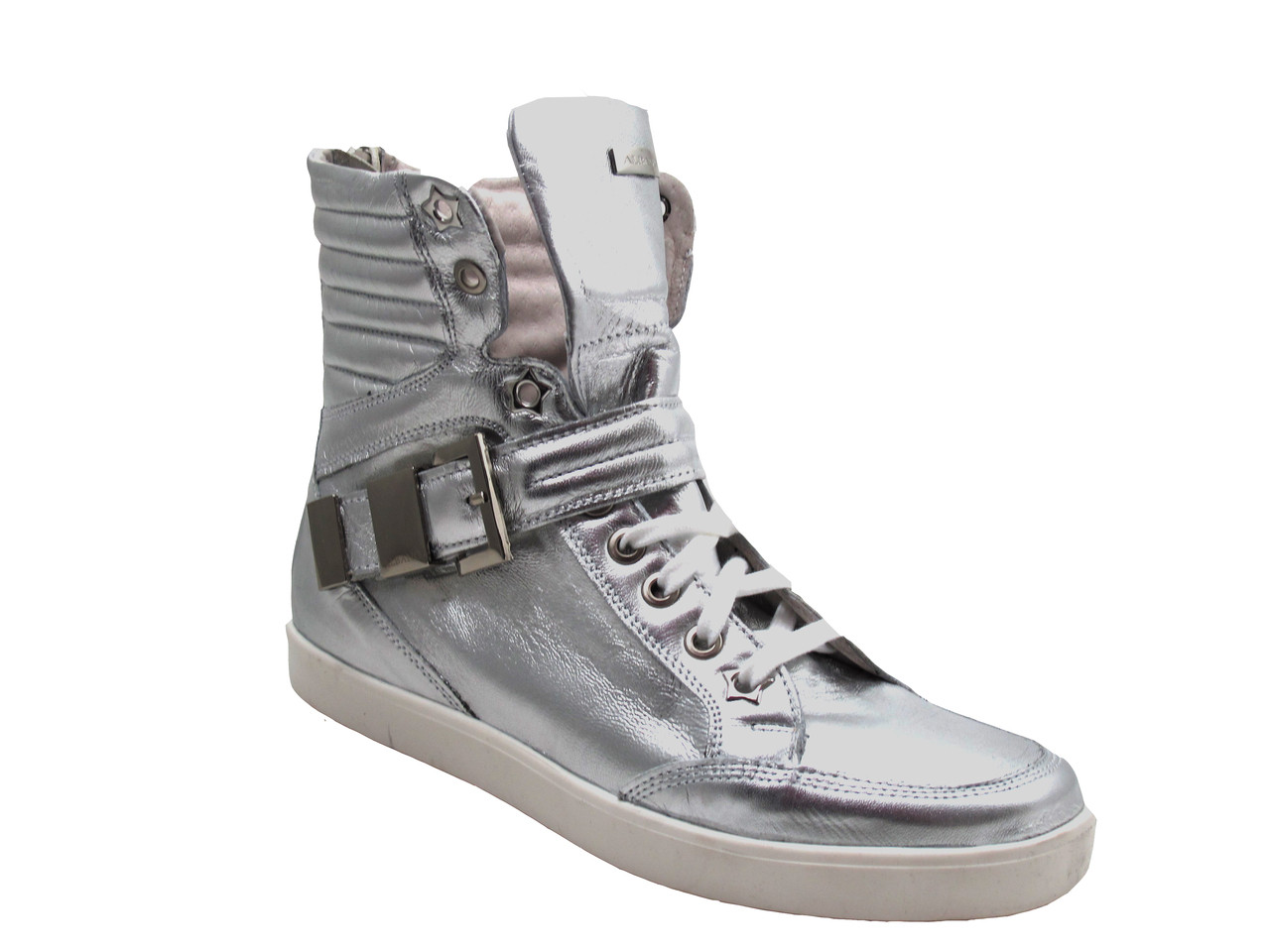 Albano 1013 Women's Fashion High Top Sneakers Silver Italian - Davinci ...