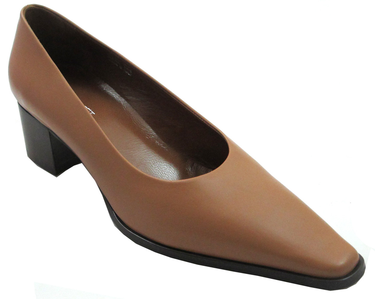 tan low heel pumps