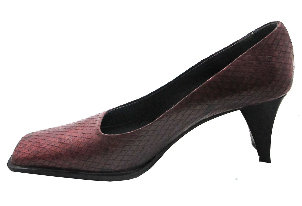 Donna-in Genuine Leather Weave Women Pumps Shoes Square Toe Mid