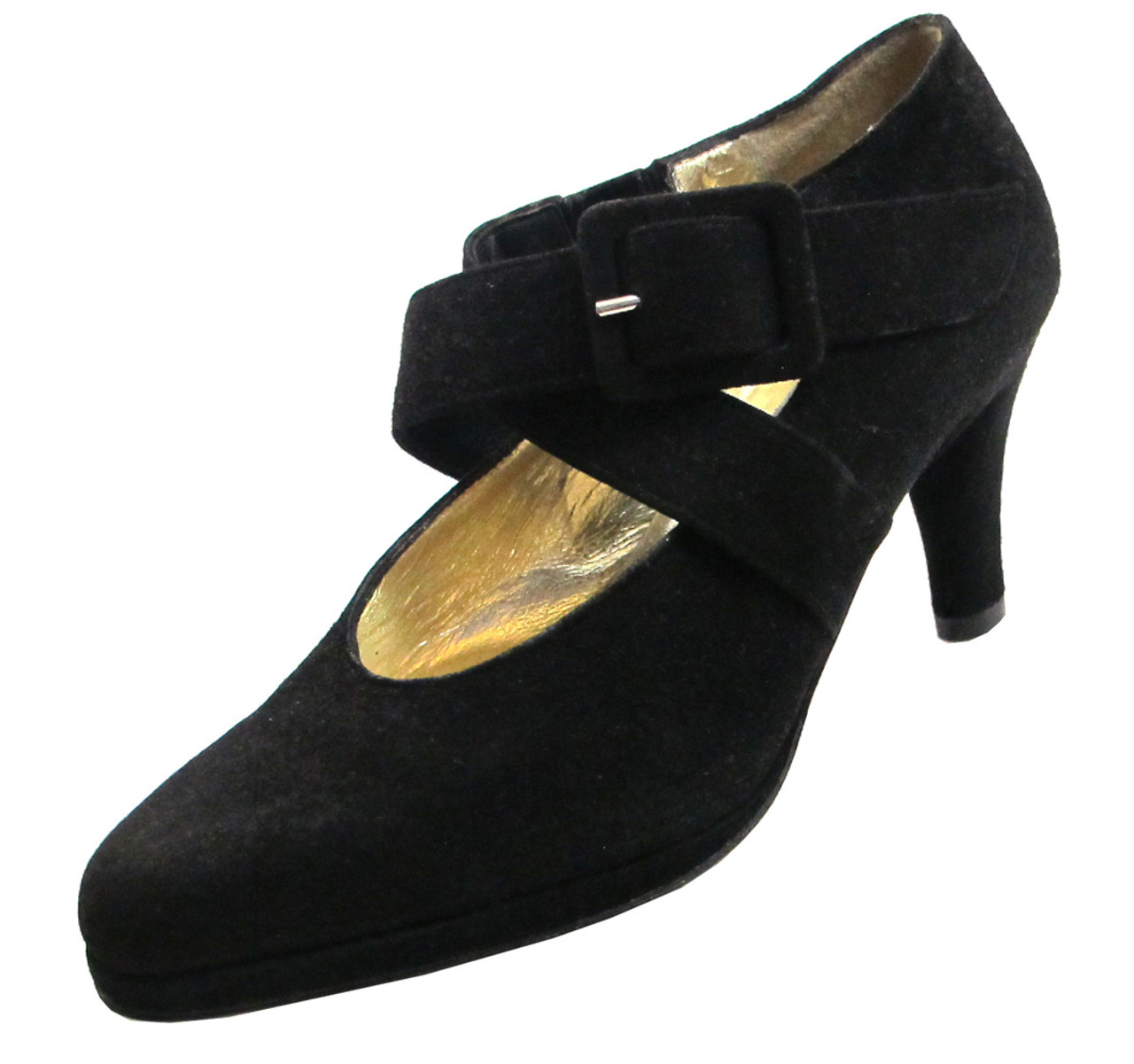 black suede pumps mid heel