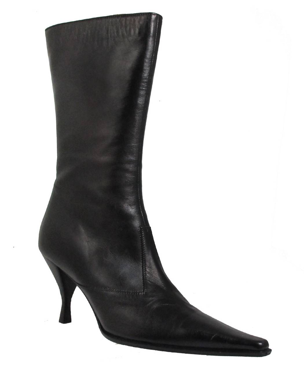Ramirez 12888 Mid calf Mid heel pointy toe boots in black and brown