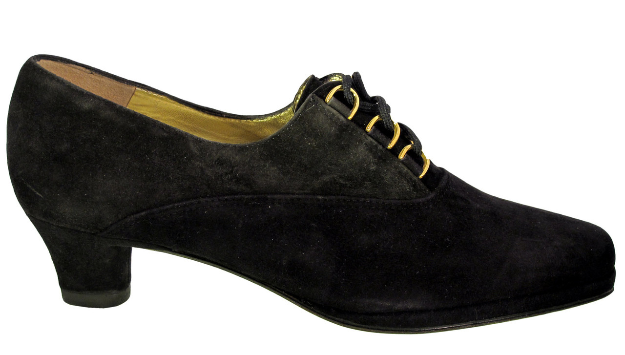 Italian 4027 Low Heel Lace Up Shoes Black