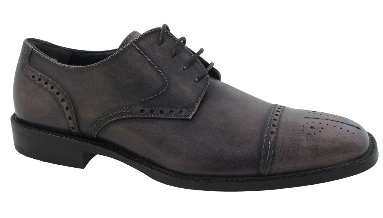 Redwood 3838 Italian Men's Oxford Lace up Cap Toe shoes Grey