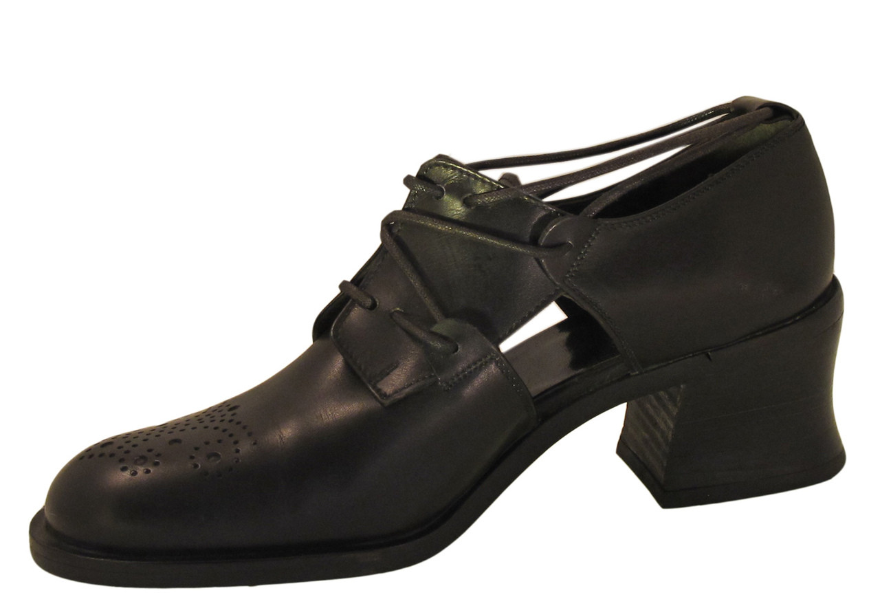 Smith Women's 18803 Italian Lace Up Low Heel Shoes Black