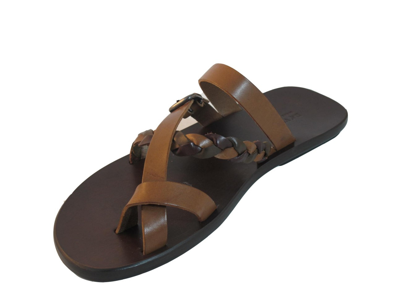 Men's Davinci Italian Woven Leather Push Toe Sandals 1233 Brown