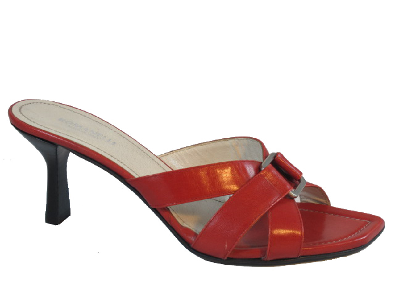 Romanelli Women Italian Low Heel Slide Sandals 9408,Red