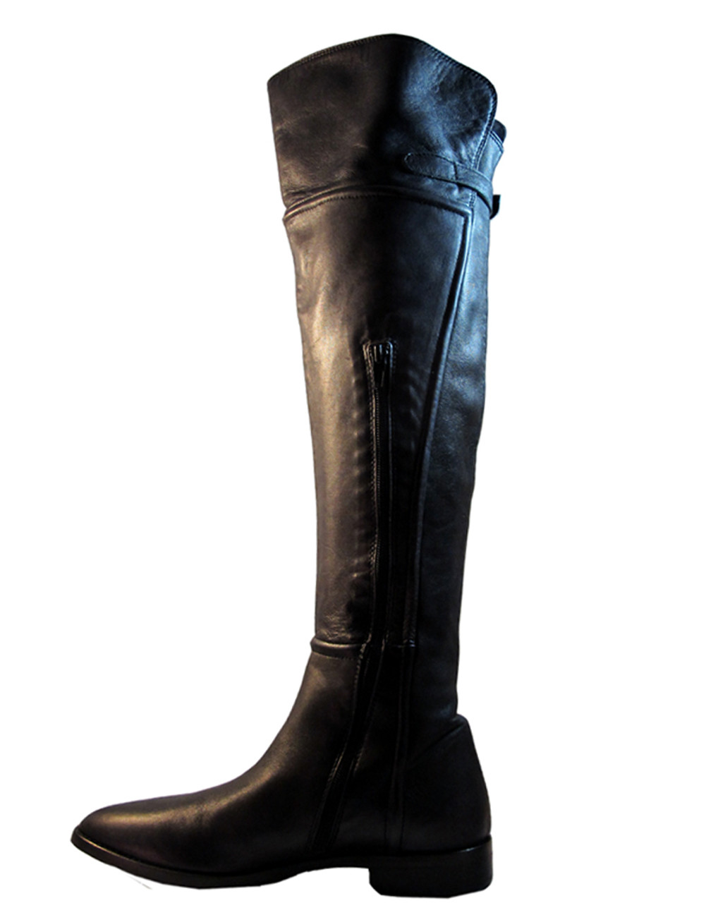 Womens Davinci Italian Leather 2551 Flat Knee High Boots Black 