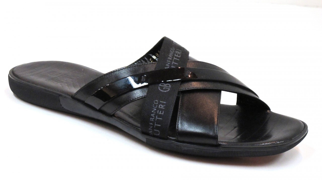 mens black leather slippers