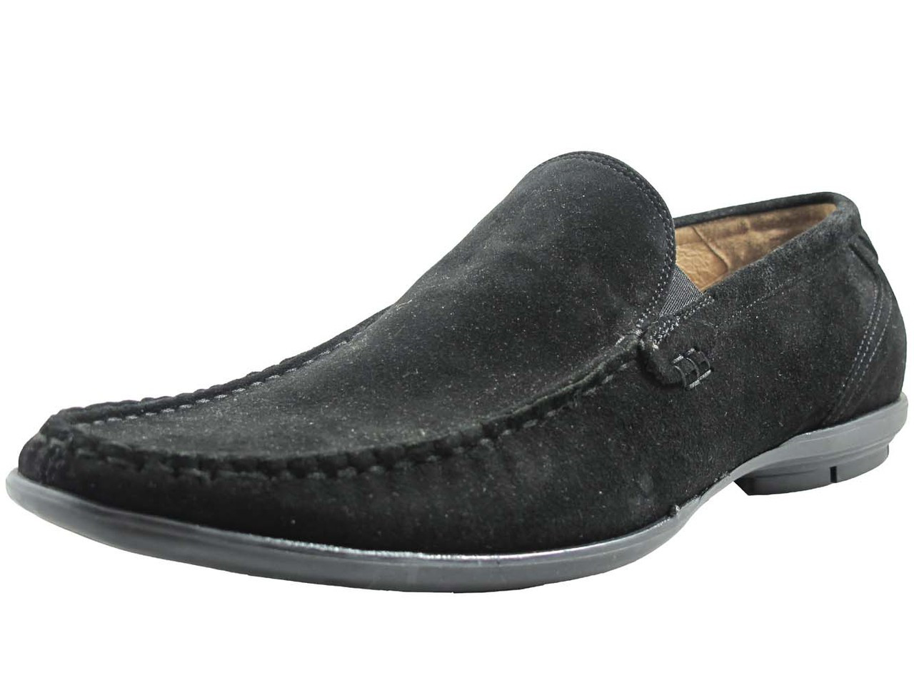 black loafers with silver buckle