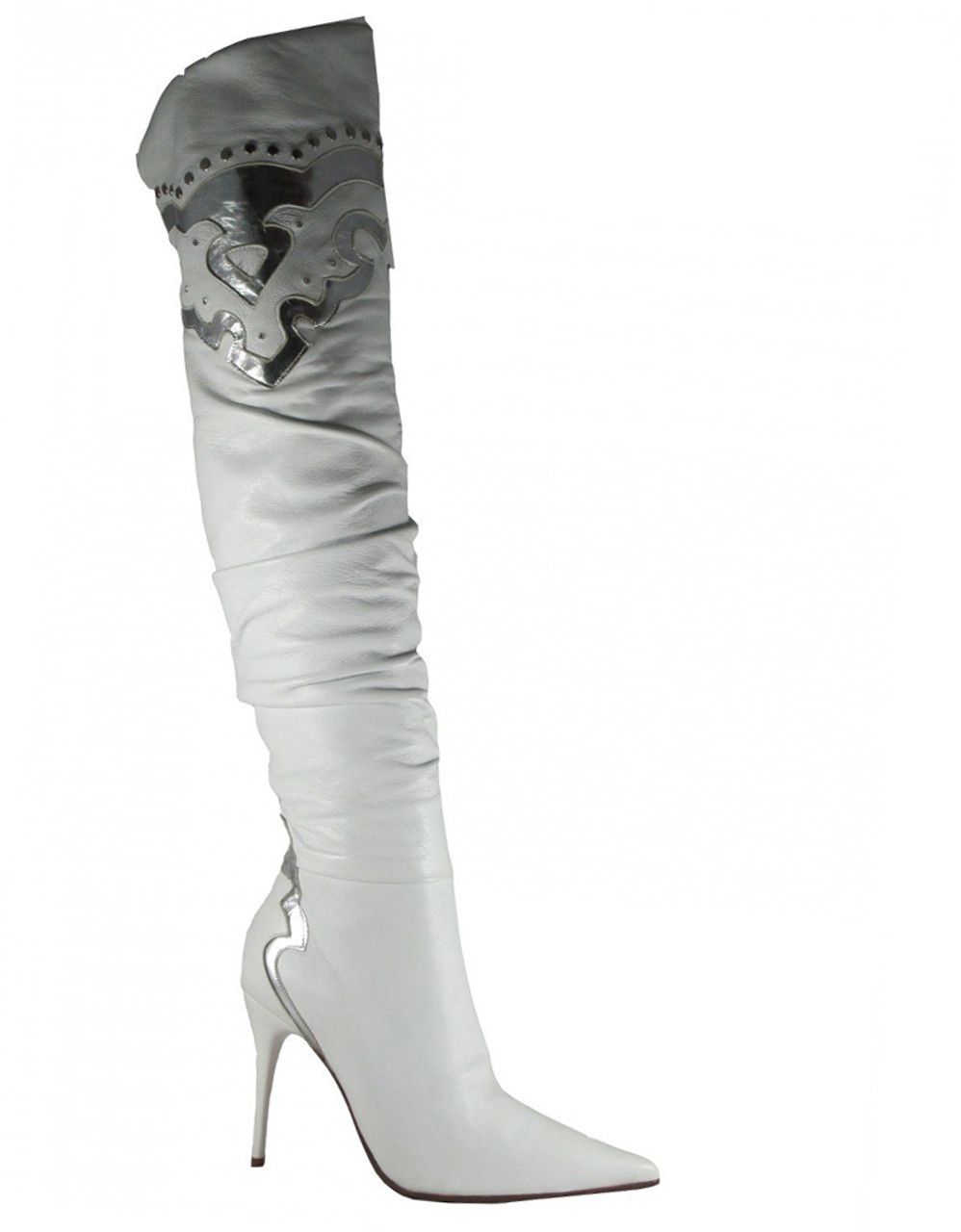 over the knee silver boots