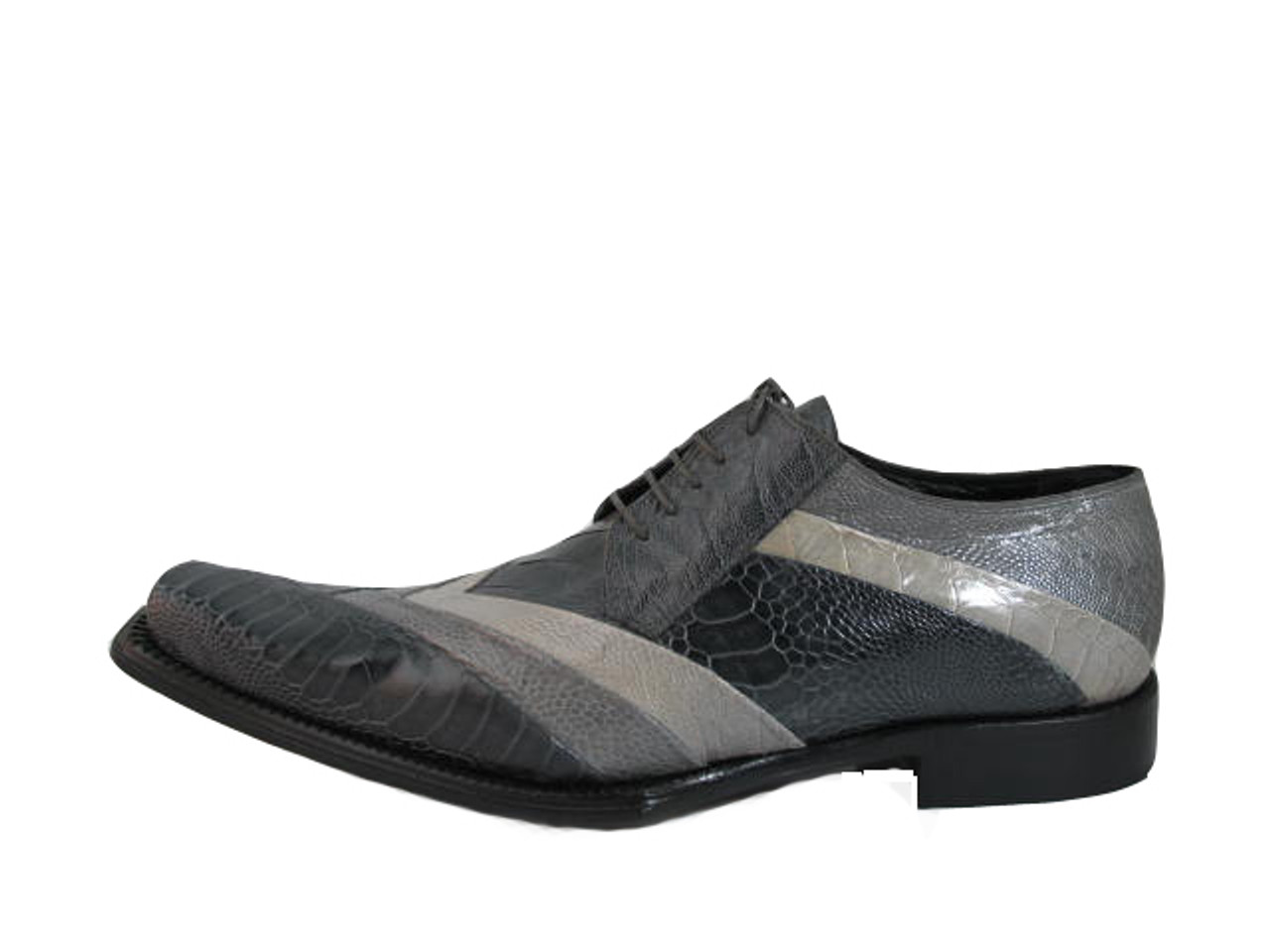 Men's Mauri 44168 Dressy Ostrich Leg Medium Grey Lace up Shoes