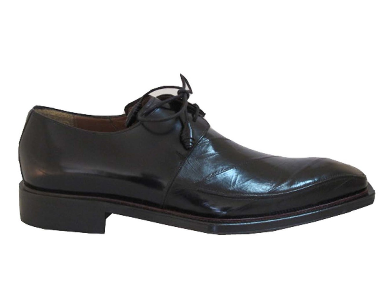 Dressy Lace Up Eel Skin Shoes Black