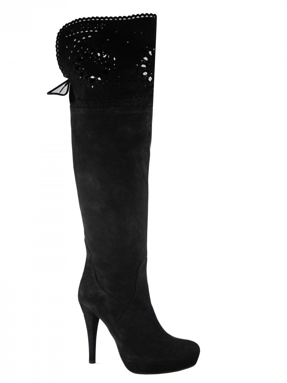 black suede knee high stiletto boots