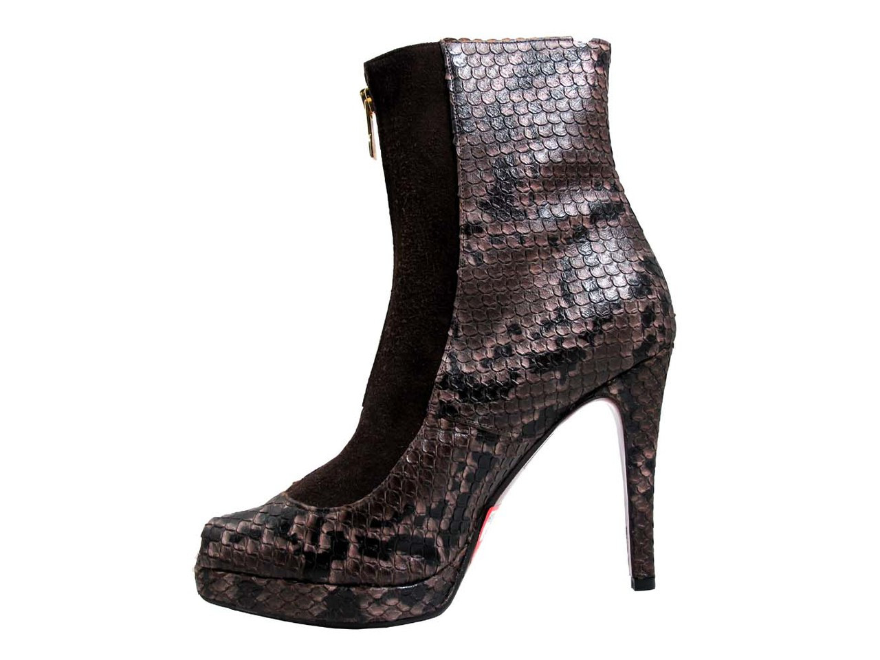 Albano 875 Women's Peep Toe High Heel Python Ankle Boots