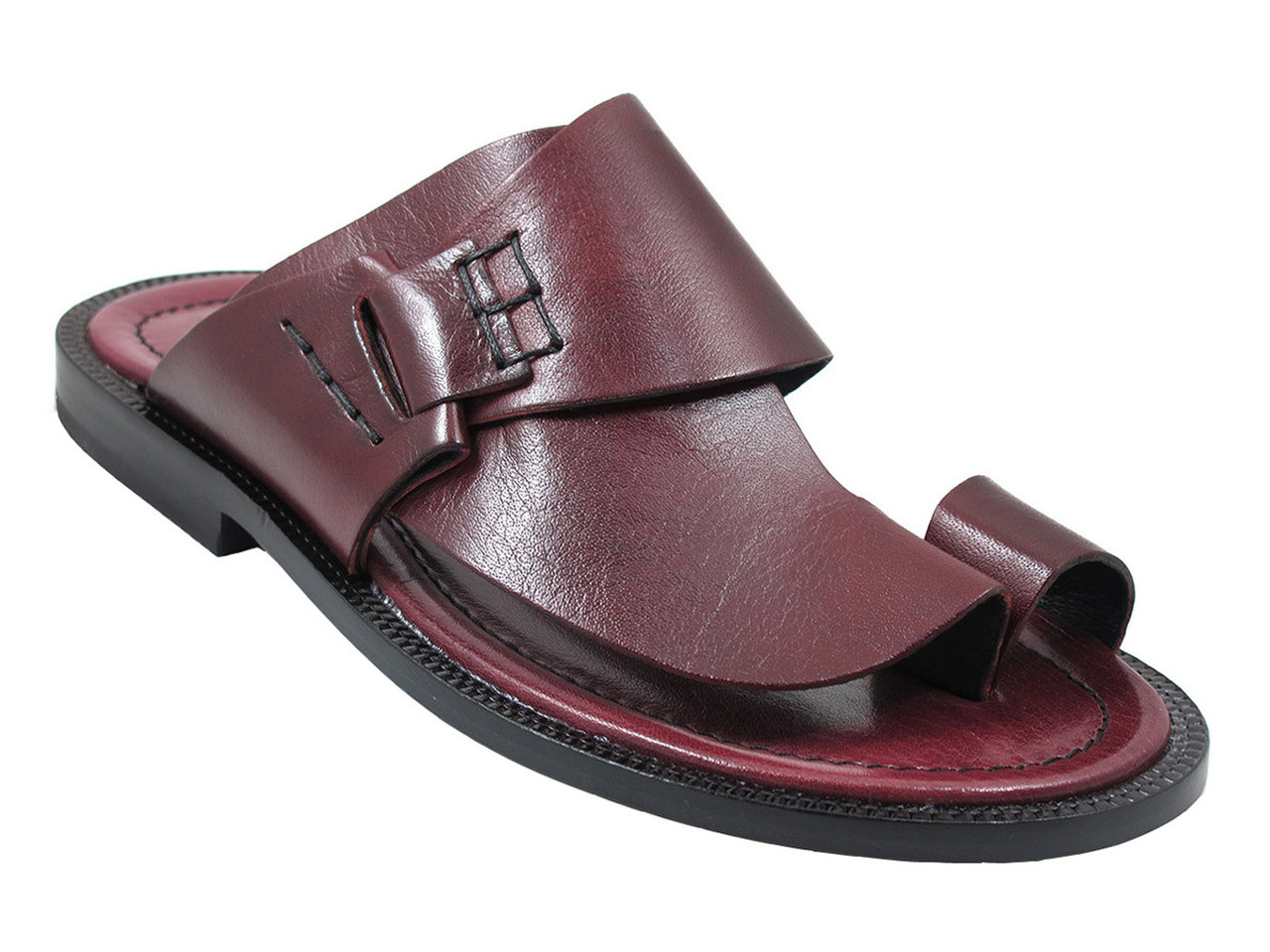 abort Fremmedgørelse homoseksuel Men's Davinci Italian Leather Push Toe Sandals 1099 Available in Black and  Brown