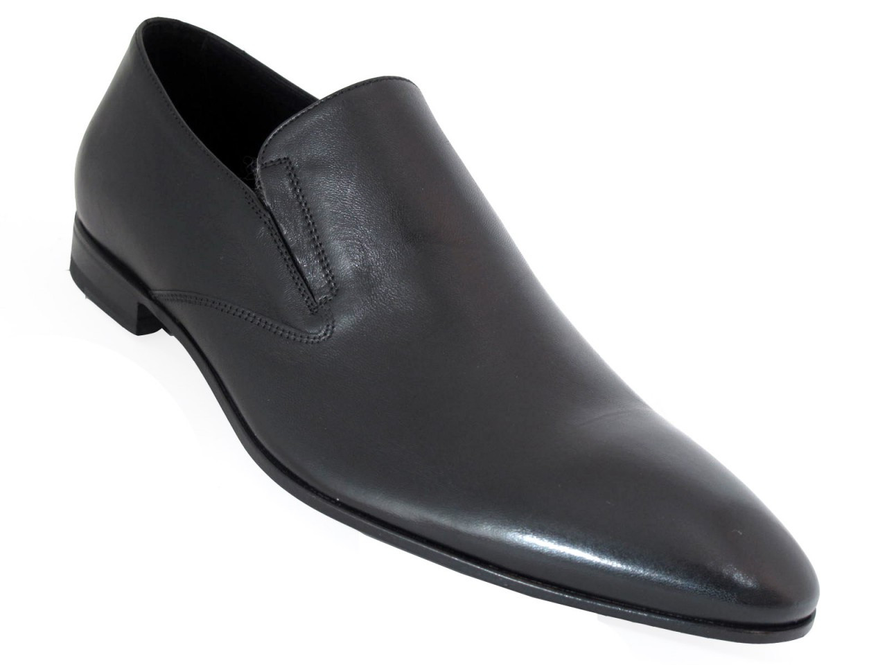 black pointed slip on shoes