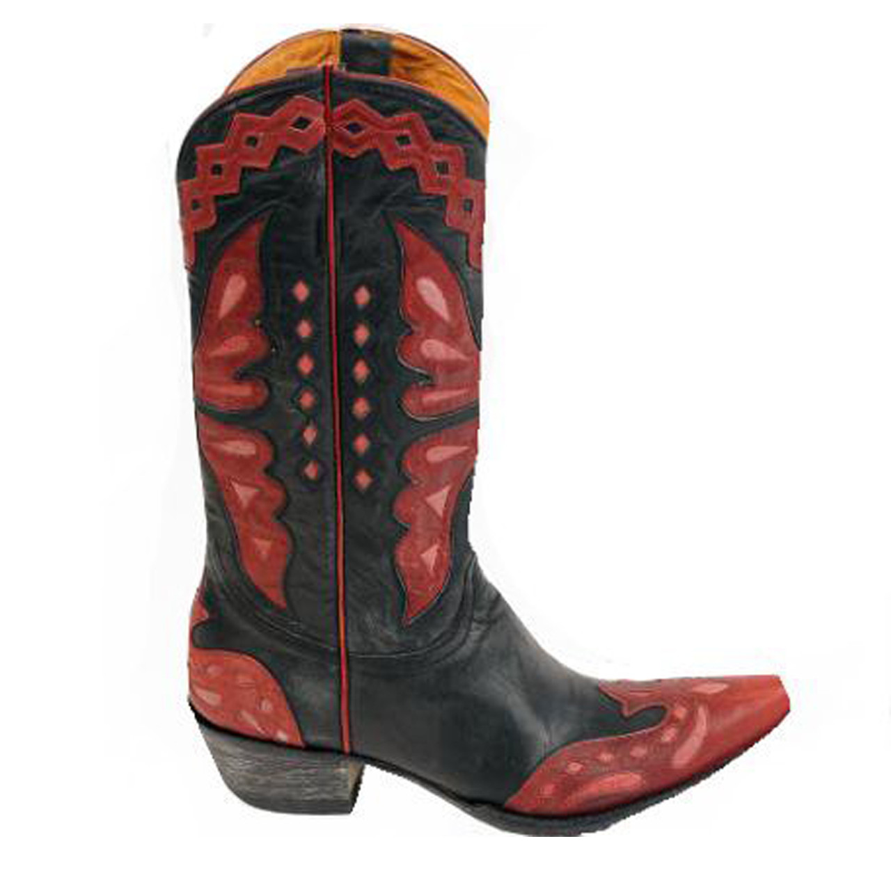 black and pink cowboy boots