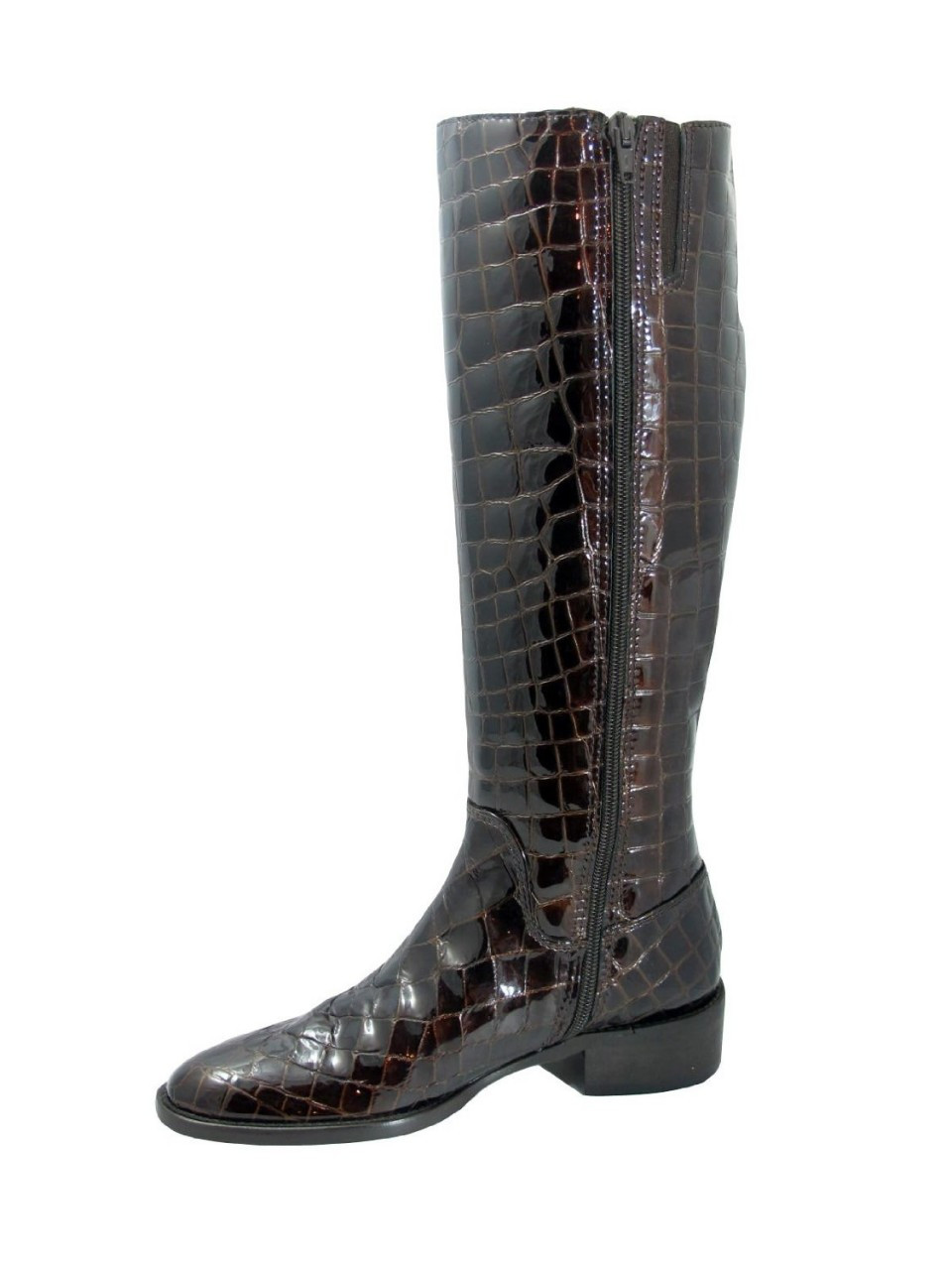 black crocodile knee high boots