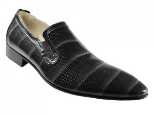 Carlos Ventura 1143 Men's Italian Dressy Evening Perforated Leather Shoes Black