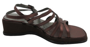 Davinci Tp138 Strappy Low Wedge Italian Sandals In Bronze, Ivory And Black