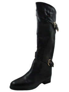 Laura Women's 310 Knee Hi Italian Leather boots with buckle in Black