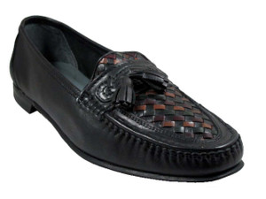 Via Veneto 1579 Men's Italian Casual Loafer Slip On woven with tassel