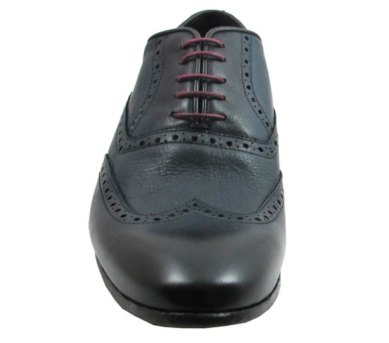 Davinci 9798 Men's Italian Lace Up Wash Leather Dress Shoes in Navy