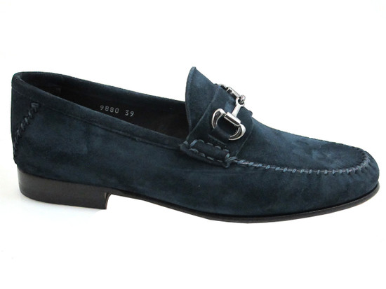 Davinci 9880 Men's Velukid Cucio Italian Slip-on Loafer Suede in Smoke and Blue