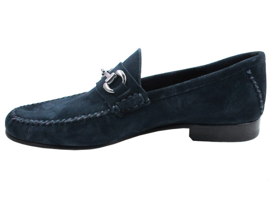 Davinci 9880 Men's Velukid Cucio Italian Slip-on Loafer Suede in Smoke and Blue