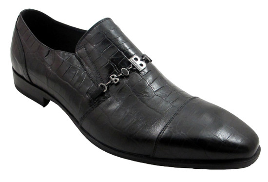 Bagatto Men's Dressy Italian Mock Crocodile look Slip on shoes 3270 Black