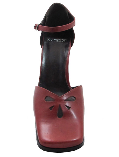 Dominici 2447 Italian Women's square toe Mid Heel Pumps in Black and Bordo