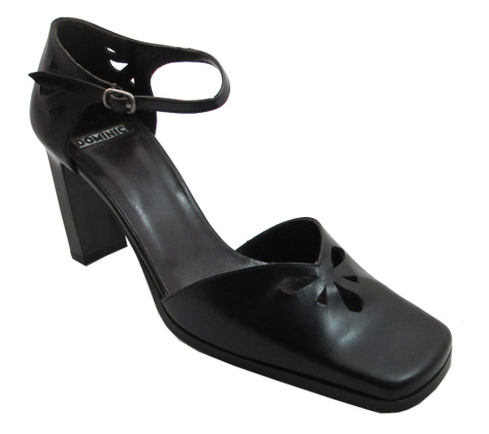 Dominici 2447 Italian Women's square toe Mid Heel Pumps in Black and Bordo