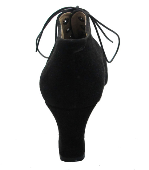 Claudia Ciuti Diem Women's Italian Mid heel Lace Up Bootie in Black Suede